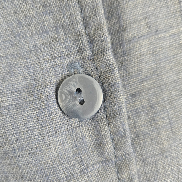 90s Vintage Blue Chambray Linen Blend Short Sleeve Button Down Shirt Size XL - Picture 3 of 6